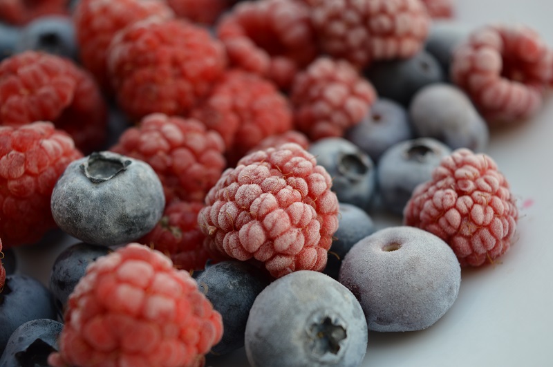 Various fruits ready for blast freezing