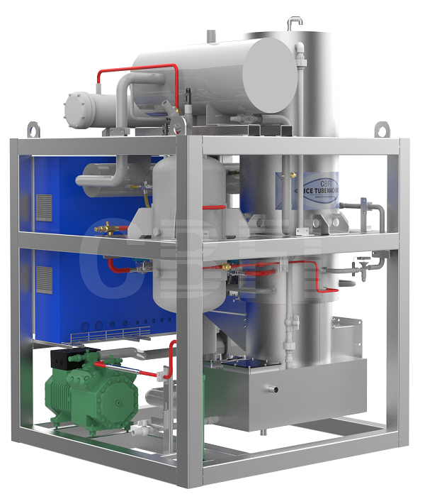 Compact design of integrated ice machine